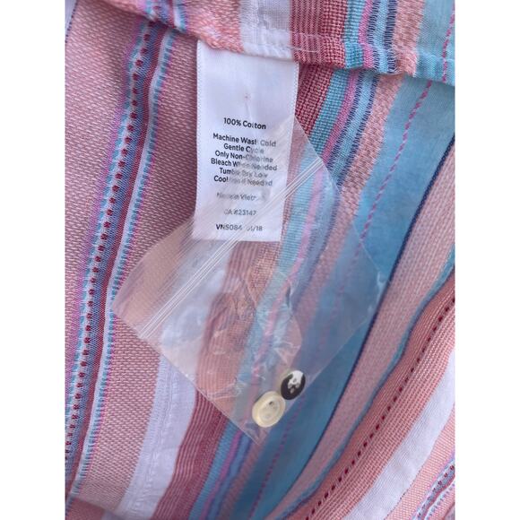 Talbots Pastel Multi Color Stripe button down ladies Large 100% Cotton - Picture 10 of 11